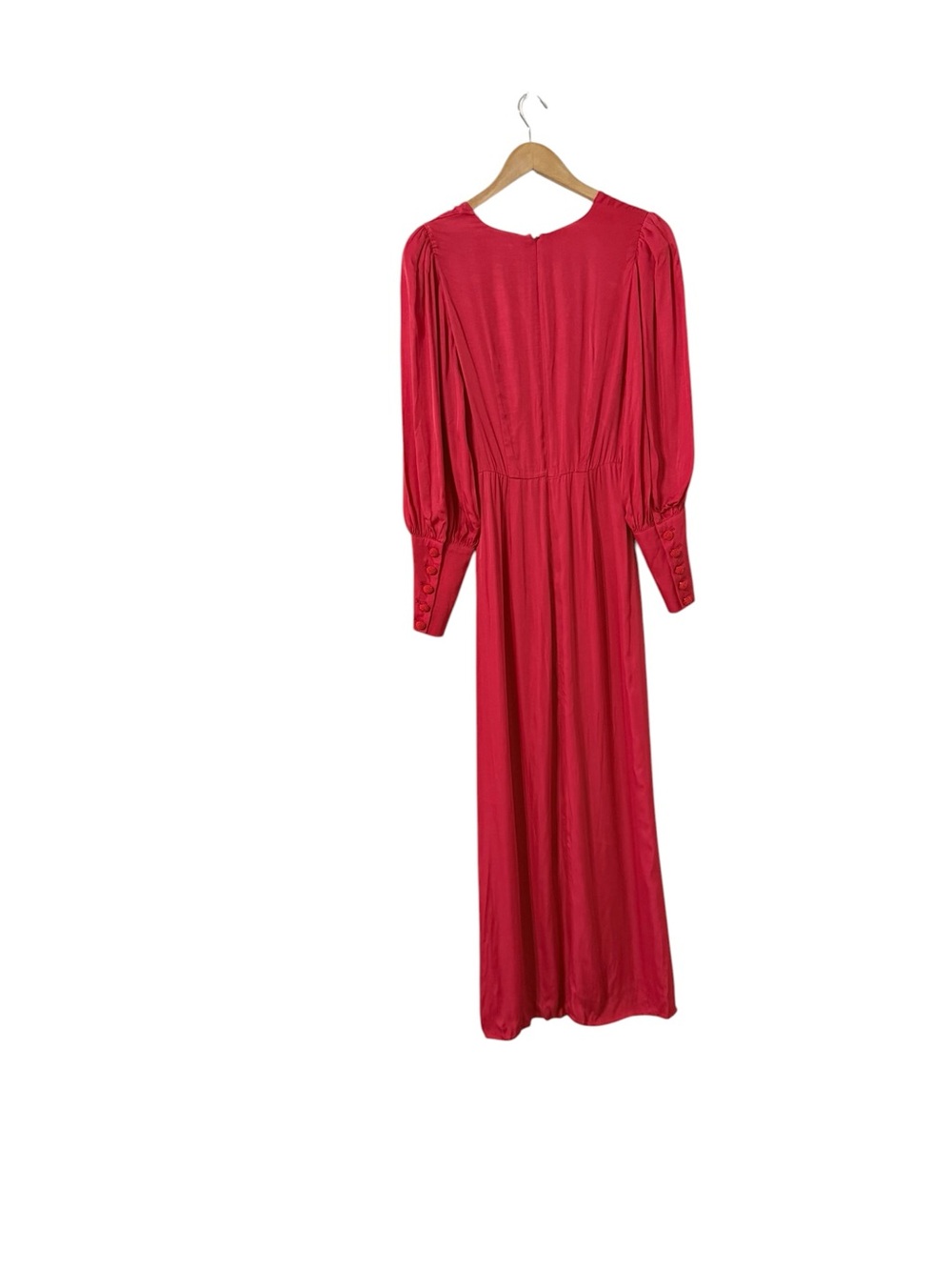 NWT FARM RIO Lenzing Ecovero Cut Out Red Sateen Long Sleeve Maxi Dress - Picture 11 of 12